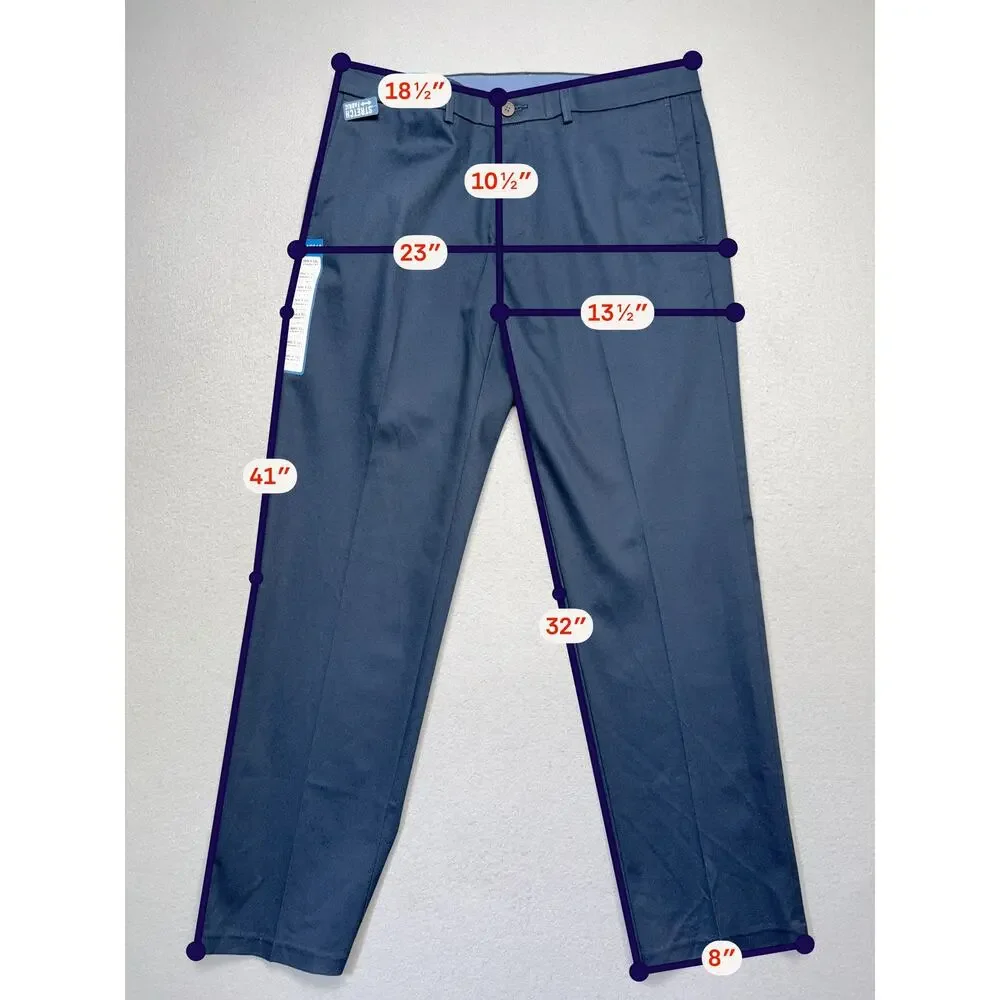 Haggar Men’s No Iron Straight-Fit Flat-Front Pants Dark Navy 36x32 $70